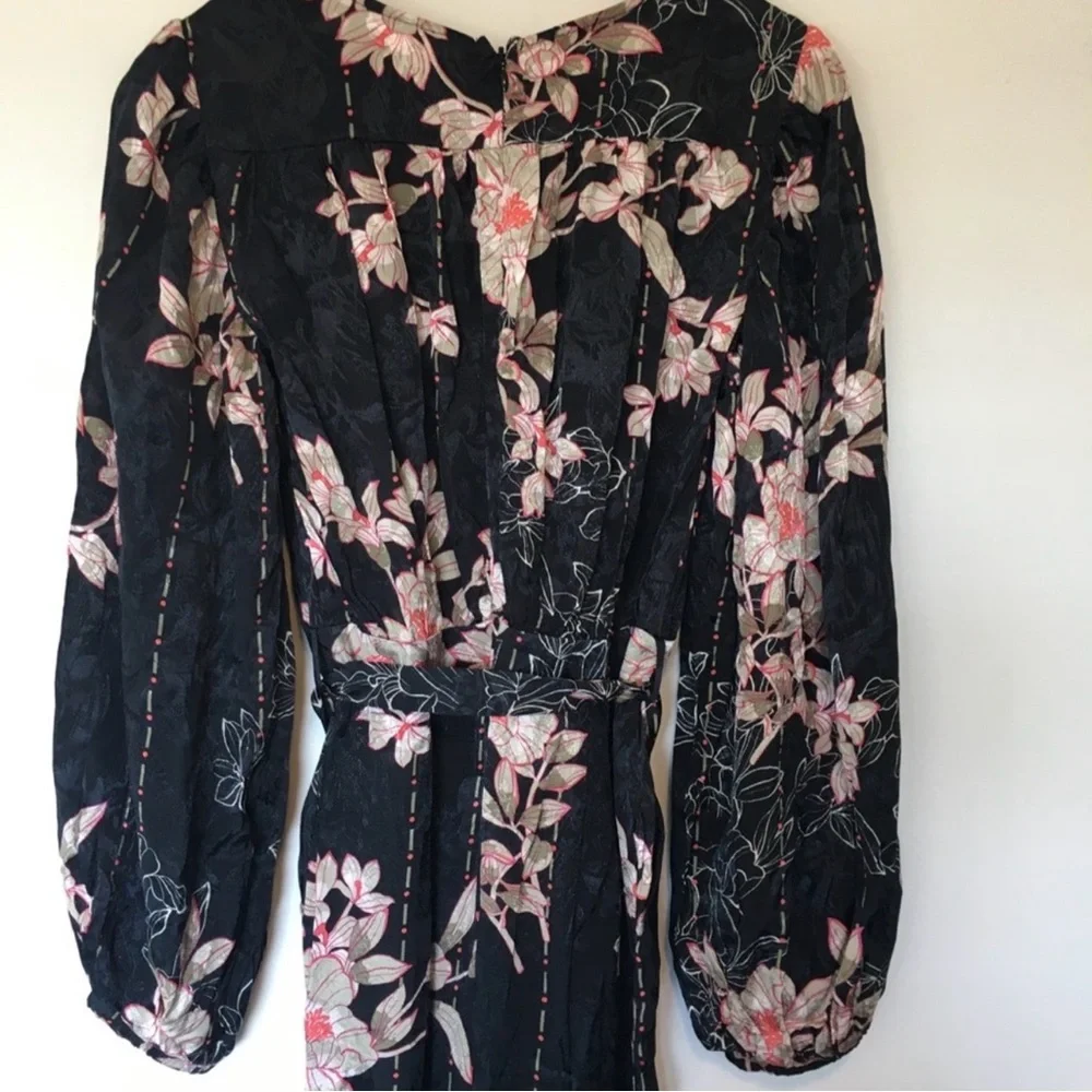Anthropologie Harlyn Floral Boho Wide Leg Jumpsuit Balloon Sleeve S - Picture 8 of 14